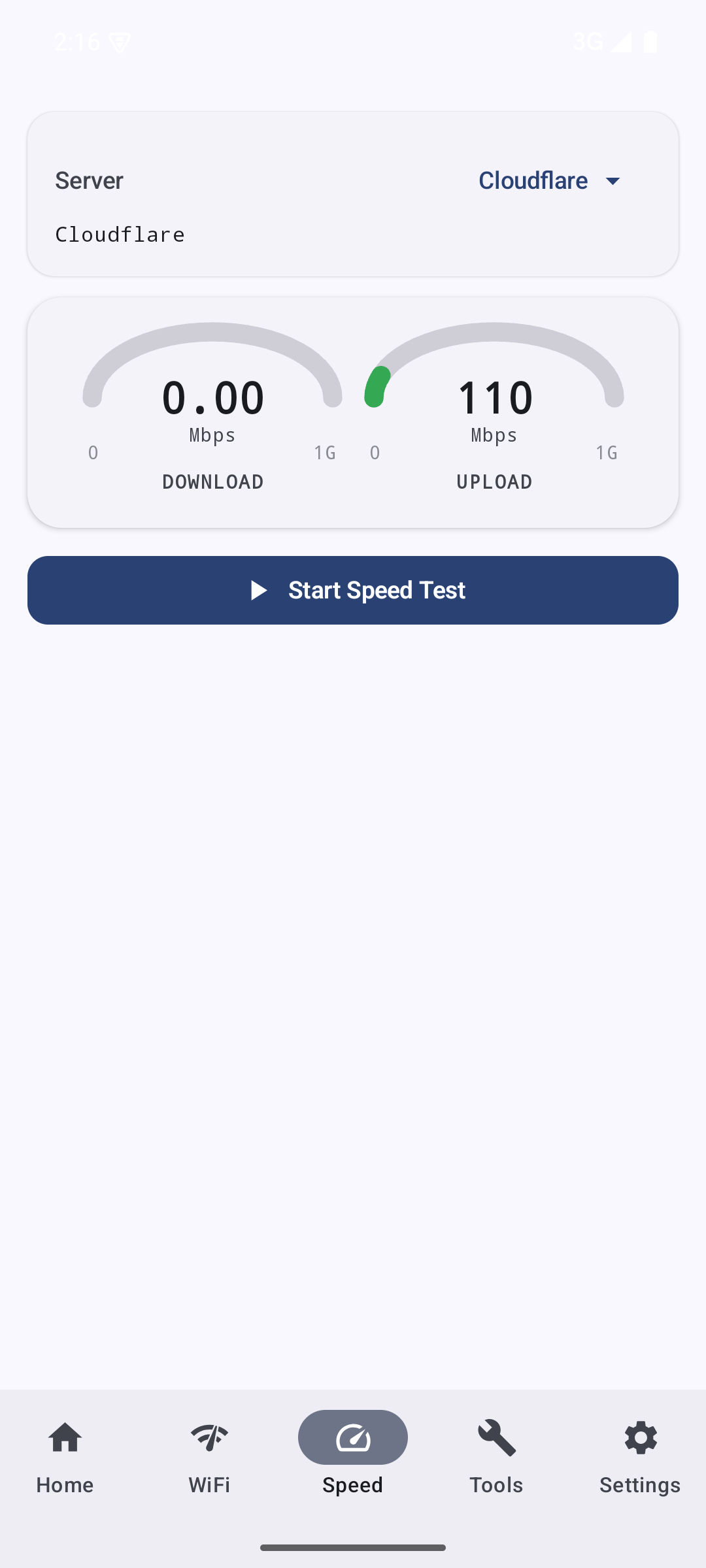 NetJolt Android speed test results