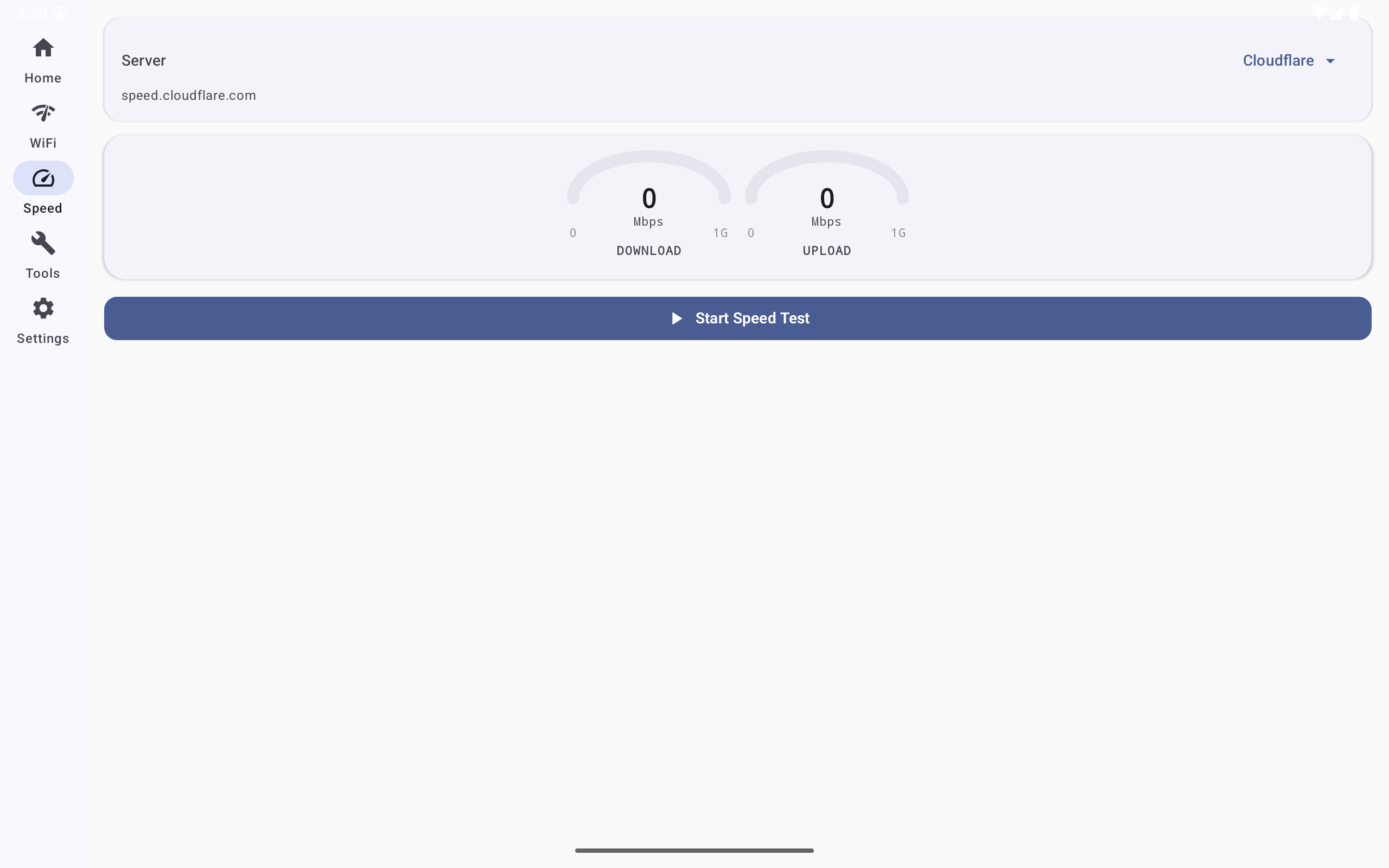 NetJolt Android tablet speed test results