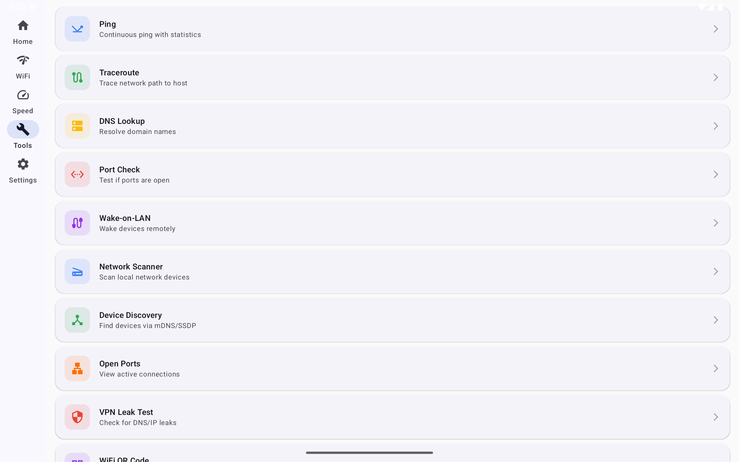 NetJolt Android tablet network diagnostic tools